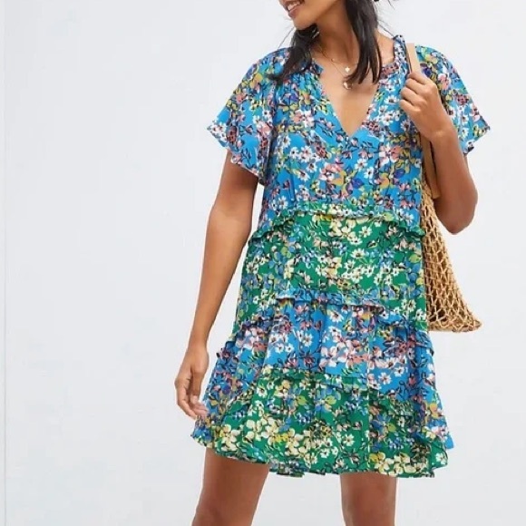 Anthropologie Dresses & Skirts - Anthropologie robin tiered multicolored floral dress size small